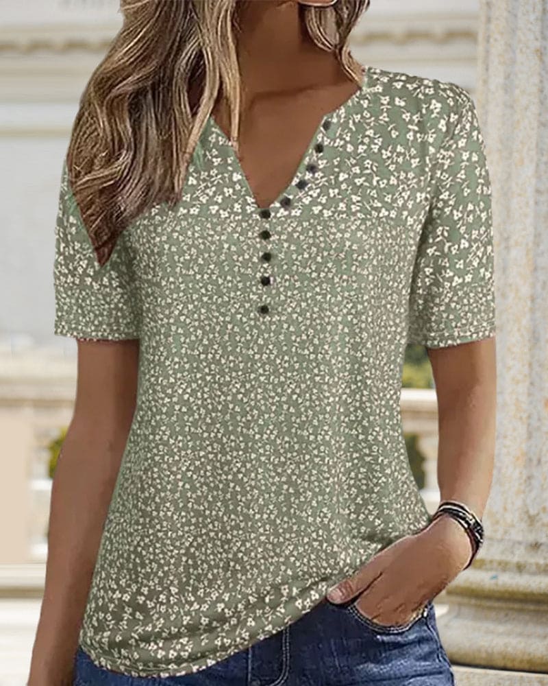 Top estivo da donna Naomi – T-shirt con stampa floreale, maniche corte e comoda vestibilità elasticizzata