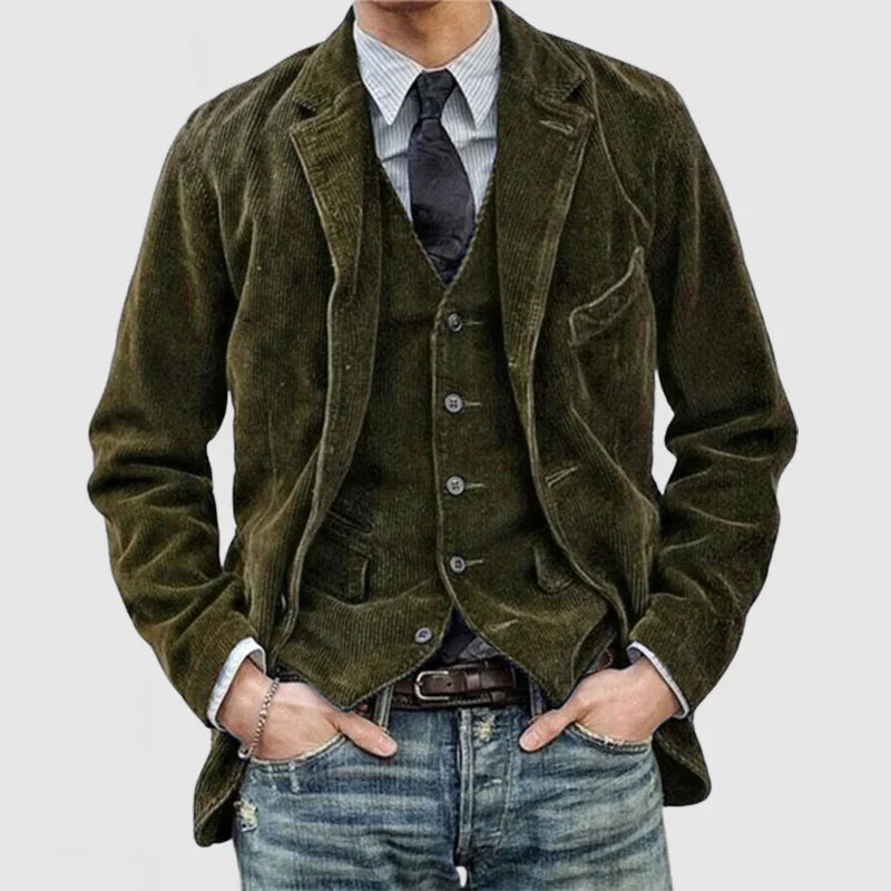 Blazer in velluto a coste da uomo James: elegante, caldo e versatile con gilet moderno