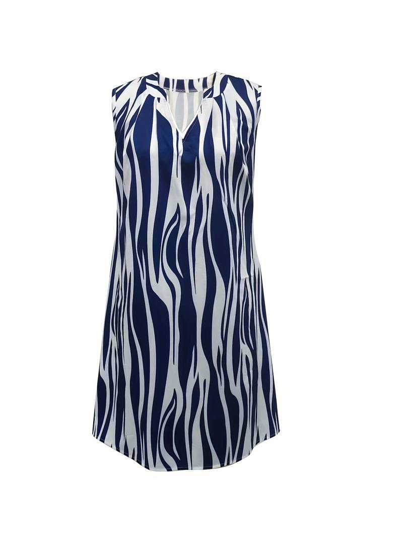 Abito corto da donna Norah - Abito a righe senza maniche per look estivi e casual