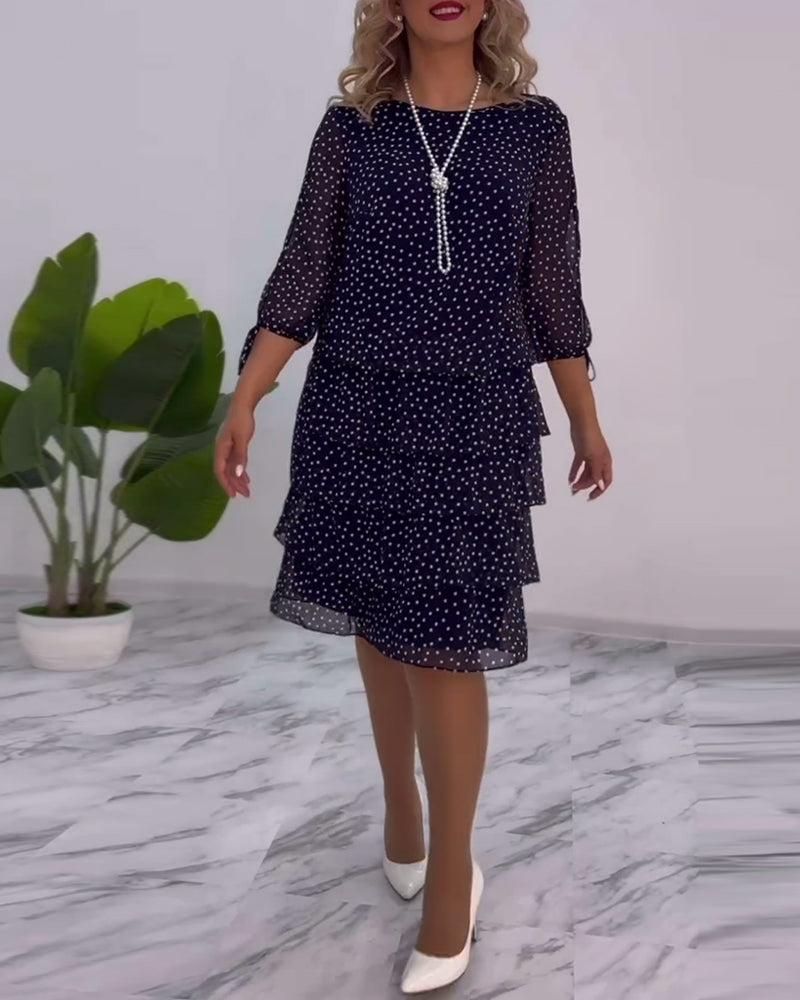 Robe Femme Yasmine – Robe Étagée Élégante à Pois avec Coupe Aérée et Féminine