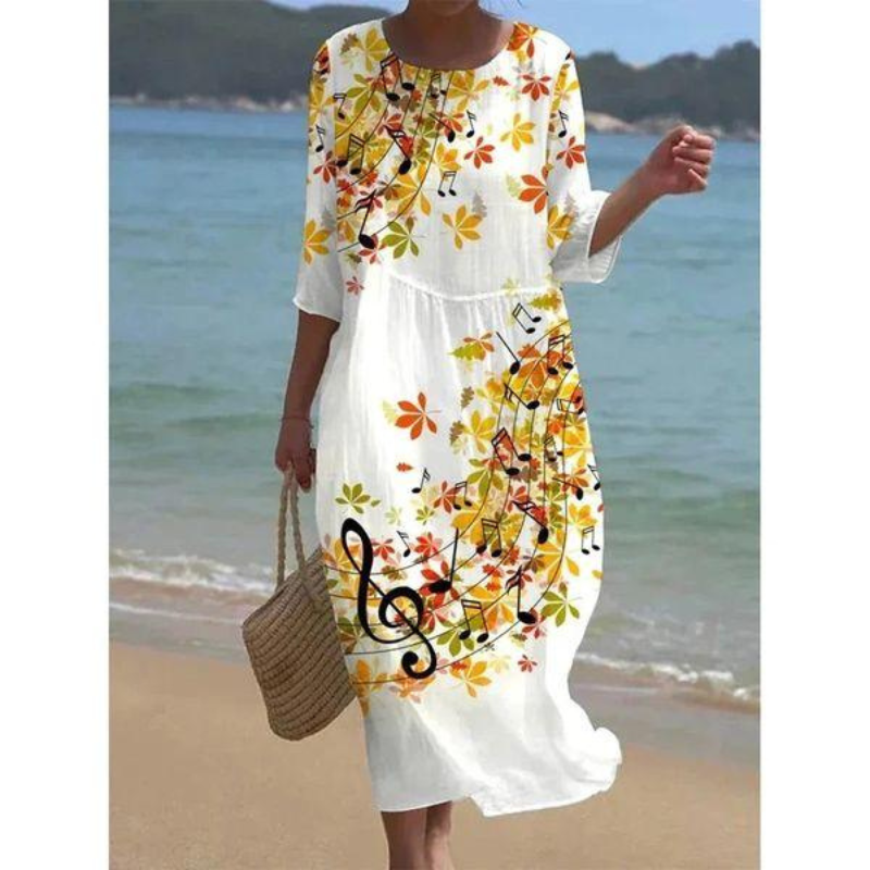 Alora Robe Femme Élégante – Imprimé Fleuri, Manches Mi-longues & Coupe Flatteuse