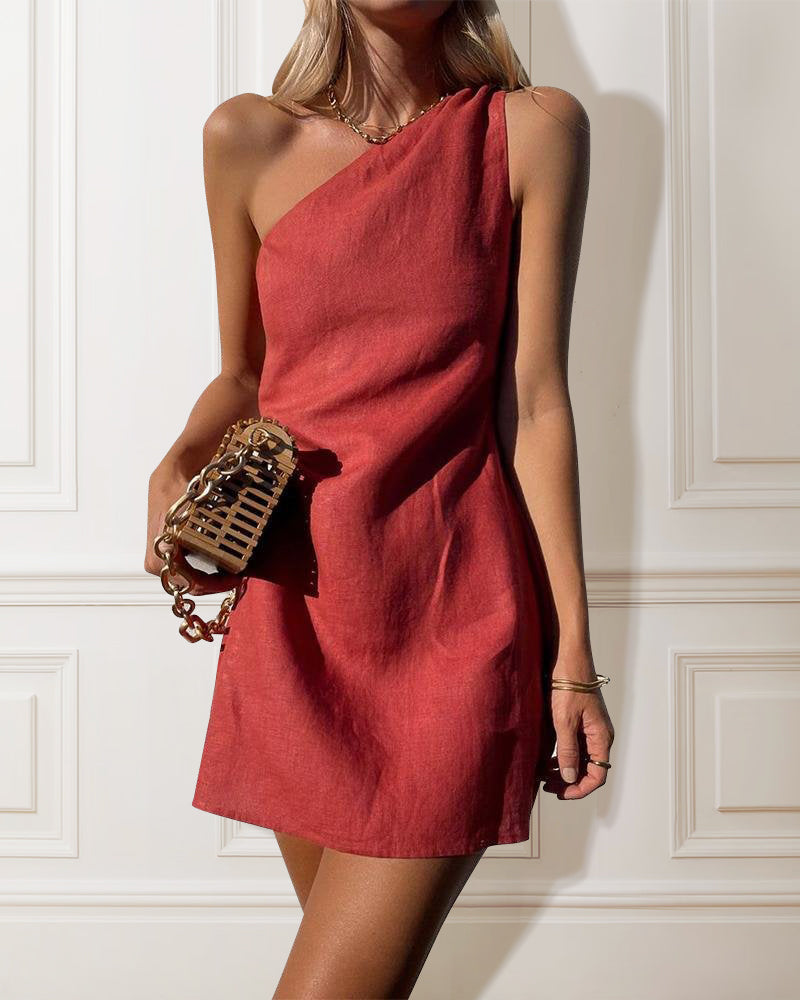 Abito da cocktail da donna Emelia - Eleganza asimmetrica e comfort in tessuto fluido