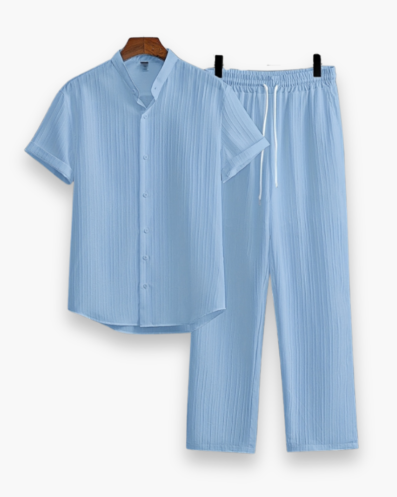 Completo estivo da uomo Josh: camicia a maniche corte e pantaloni casual leggeri