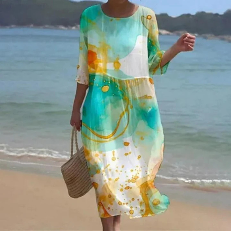 Alora Robe Femme Élégante – Imprimé Fleuri, Manches Mi-longues & Coupe Flatteuse