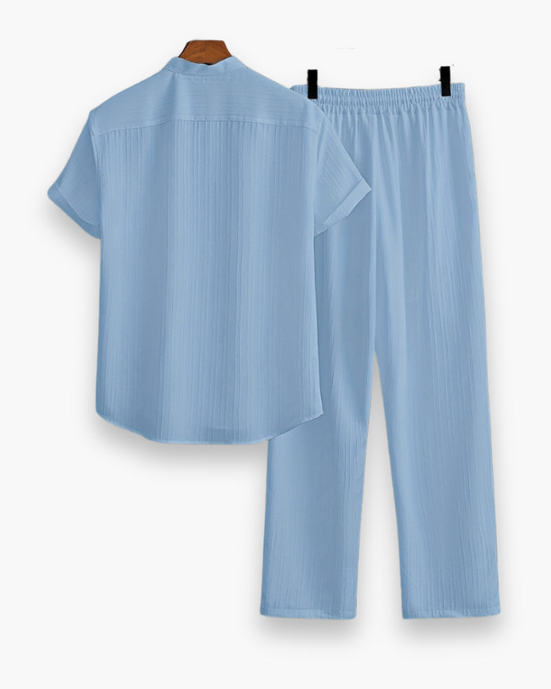 Completo estivo da uomo Josh: camicia a maniche corte e pantaloni casual leggeri