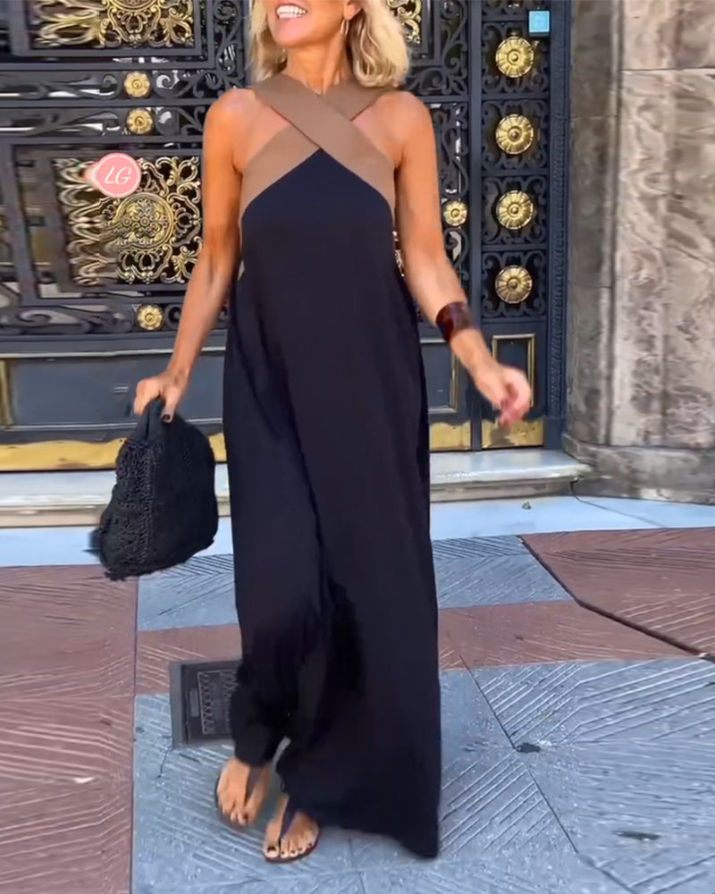 Abito lungo da donna Sienna - Elegante abito estivo con spalline incrociate e vestibilità comoda