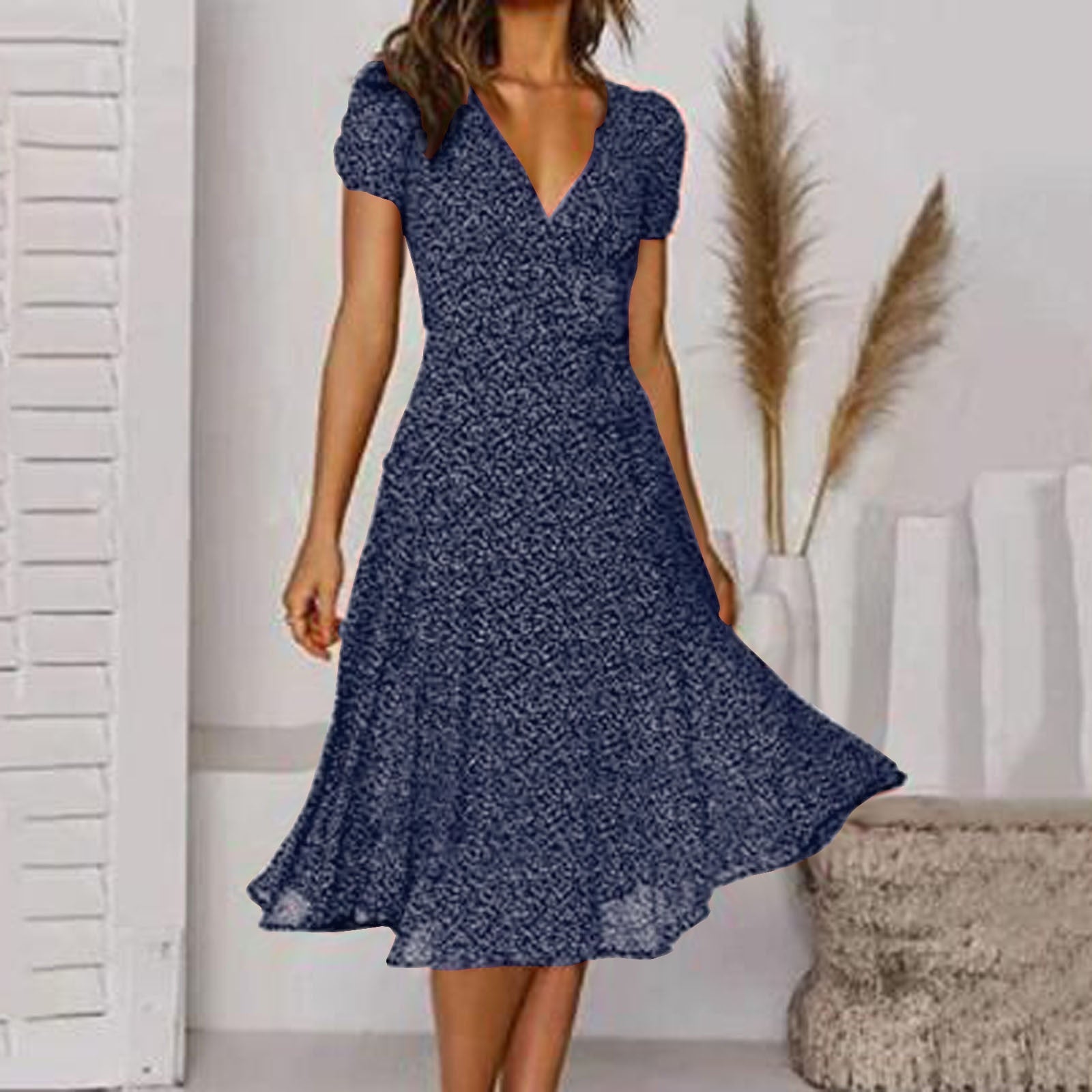 Abito midi da donna Fernanda - Elegante stampa a pois con vestibilità aderente per occasioni informali