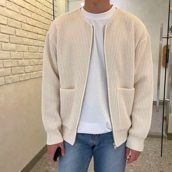 Hans Cardigan Homme – Gilet Décontracté en Maille Côtelée avec Devant Ouvert & Poches Pratiques