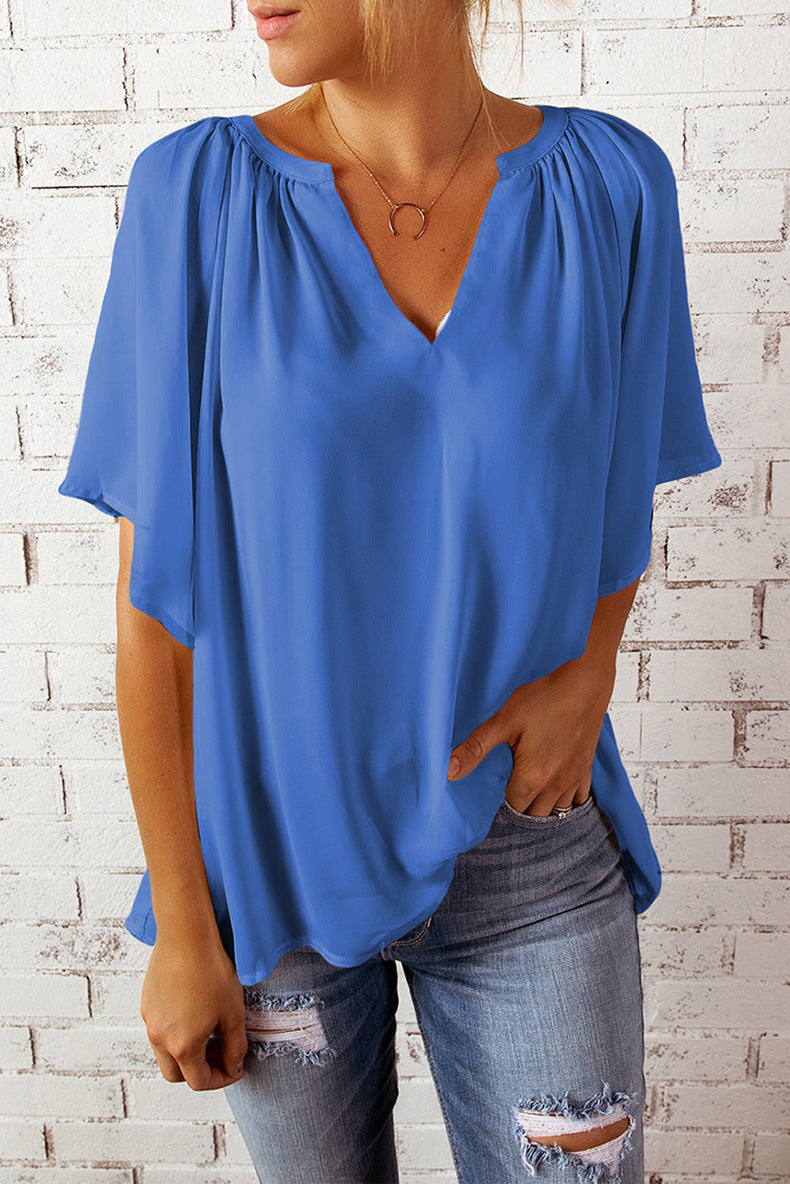 T-shirt da donna Samara – Maglia casual a maniche corte in morbida maglia, vestibilità ampia 