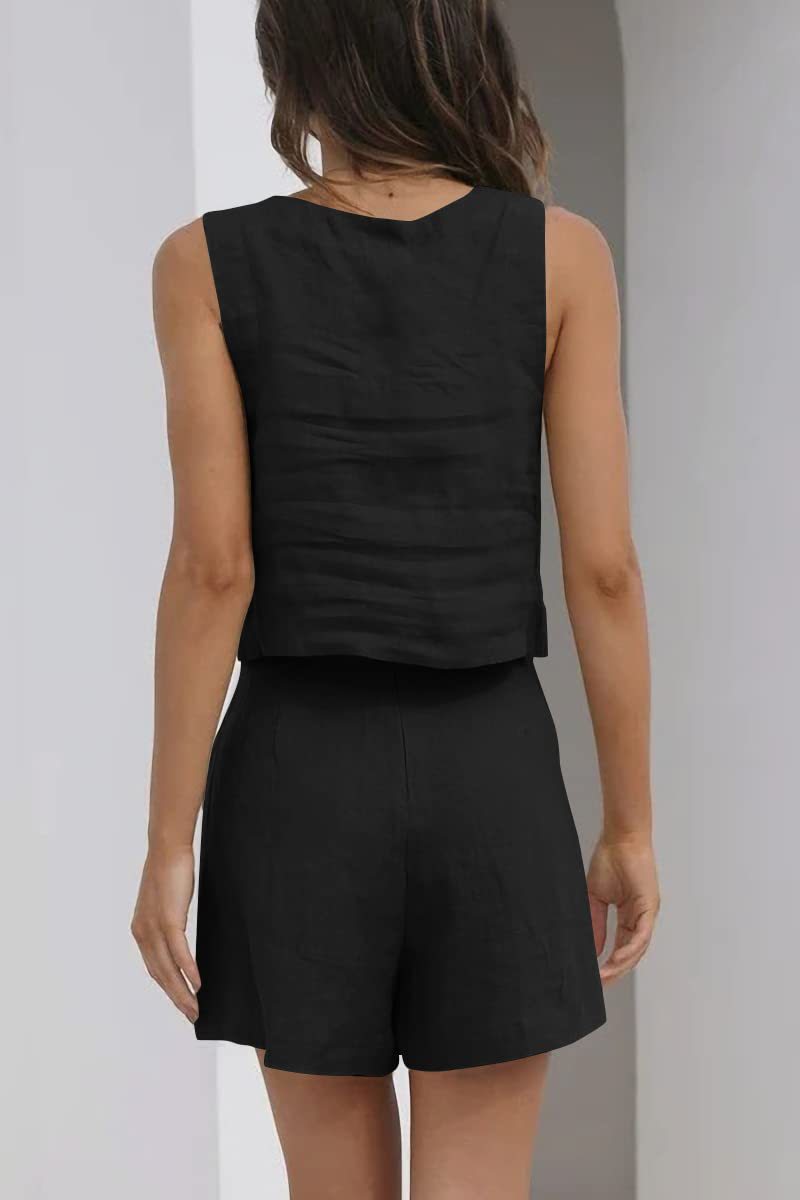 Eliza Ensemble d’Été Femme – Ensemble Minimaliste avec Top Sans Manches & Short Confortable