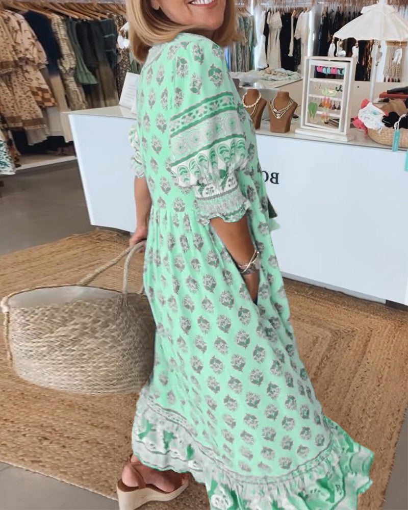 Abito da donna Tallulah - Abito stampato con scollo a V, maniche lunghe e vestibilità comoda