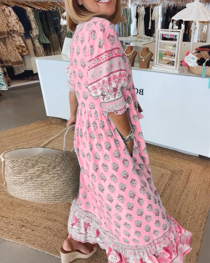 Abito da donna Tallulah - Abito stampato con scollo a V, maniche lunghe e vestibilità comoda