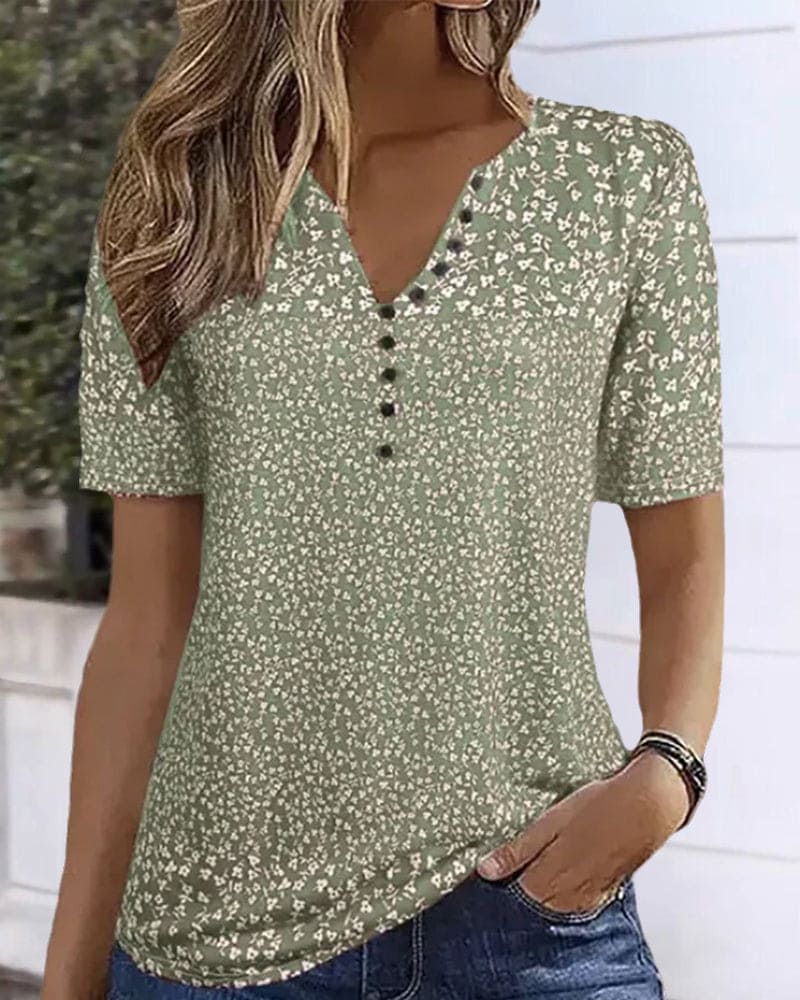Top estivo da donna Naomi – T-shirt con stampa floreale, maniche corte e comoda vestibilità elasticizzata