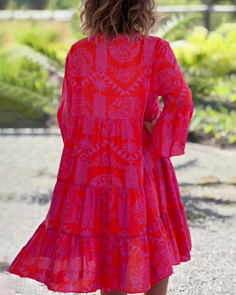 Abito da donna Willow Boutique - Maniche a 3/4, stampa geometrica e vestibilità comoda