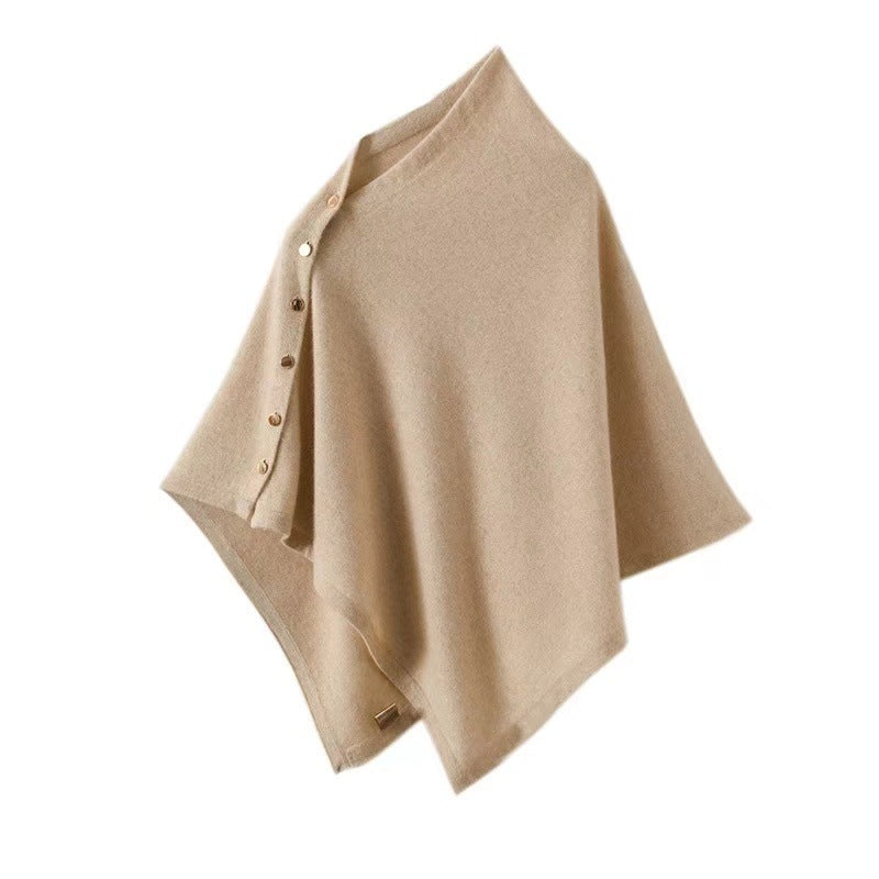 Ivora Femme Poncho – Élégant Écharpe Poncho en Tissu Doux avec Fermeture Boutonnée