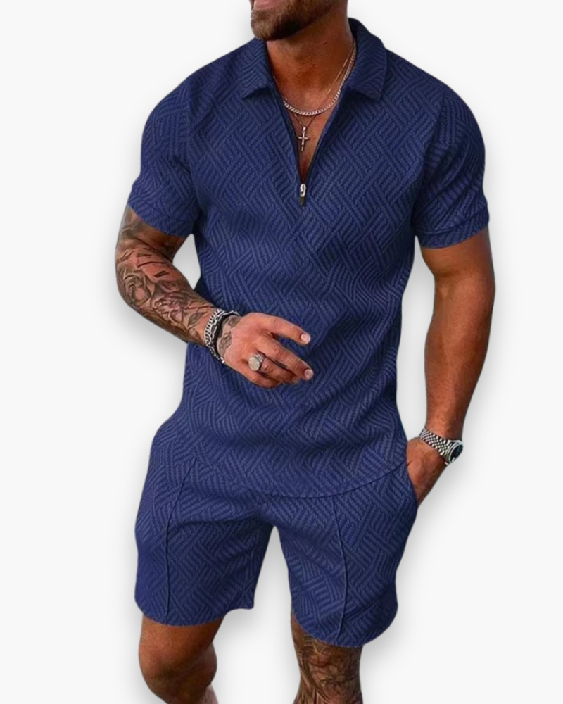 Completo da uomo Daniel - Elegante completo estivo con polo e pantaloncini leggeri