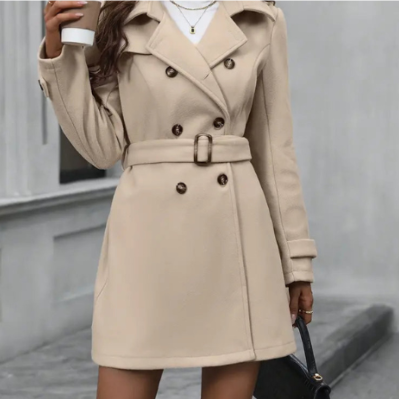 Rosemary Trench Femme – Manteau Mi-Long Élégant avec Taille Ceinturée & Coupe Croisée Classique