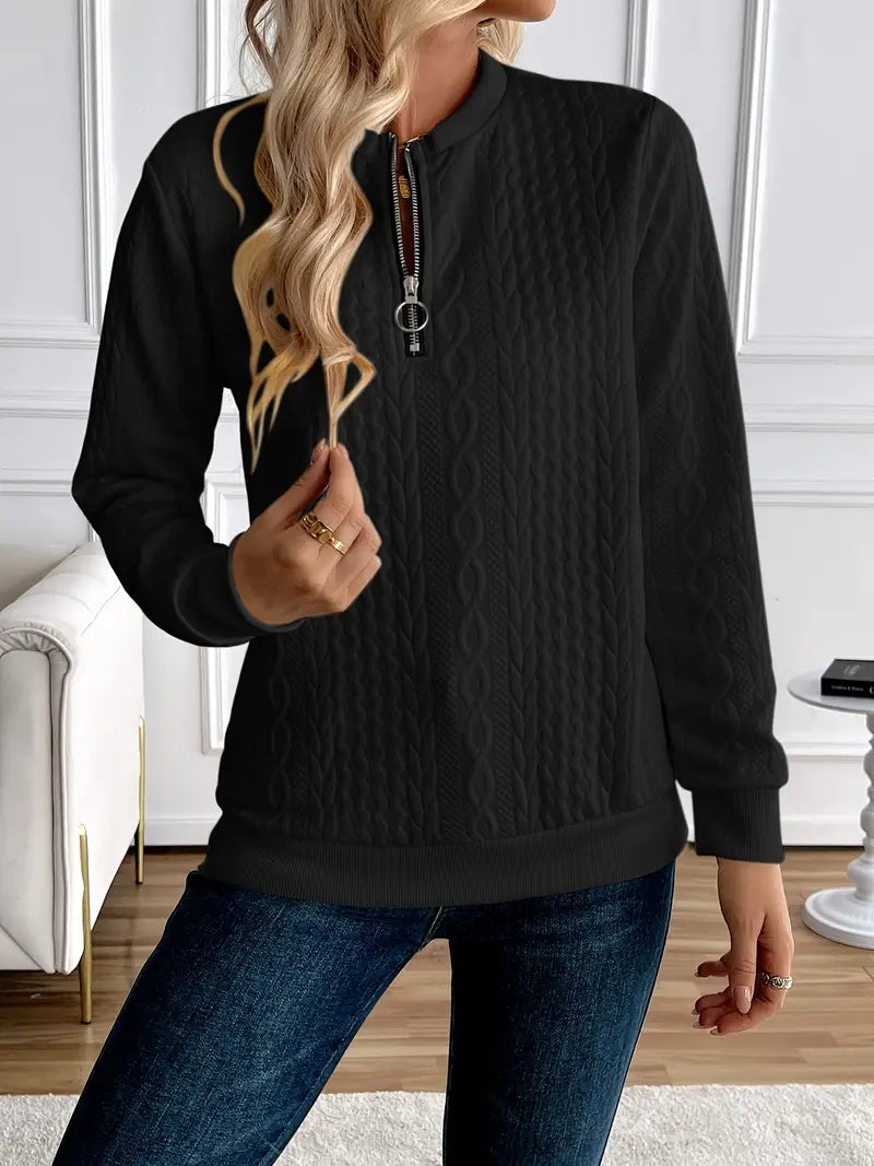 Margaux Sweat Femme Hiver – Pull Zippé Confortable en Maille avec Design Élégant