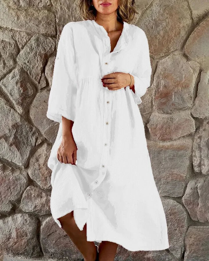 Alya Robe Chemise Femme – Fluide & Élégante pour Été, Bureau ou Sorties Décontractées