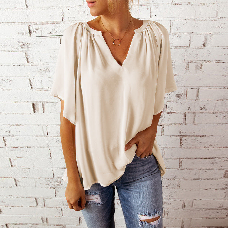 T-shirt da donna Samara – Maglia casual a maniche corte in morbida maglia, vestibilità ampia 