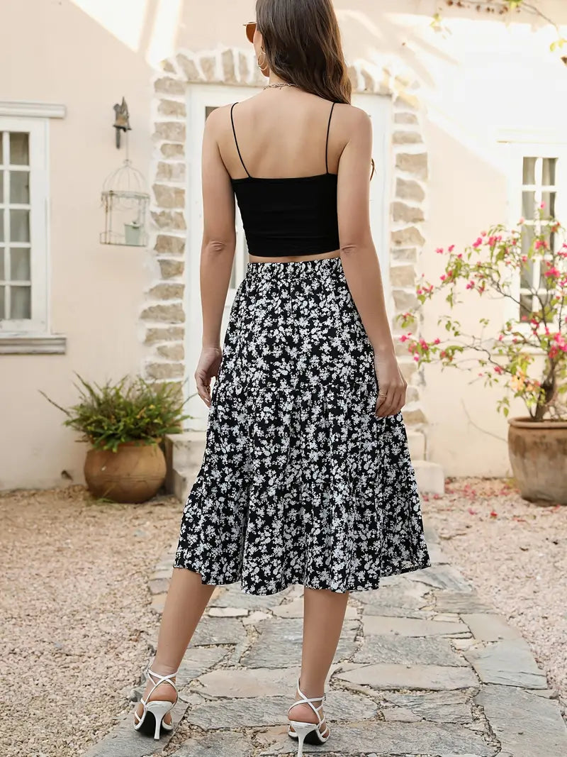 Gonna floreale da donna Zia - A-line con tasche, leggera per primavera ed estate