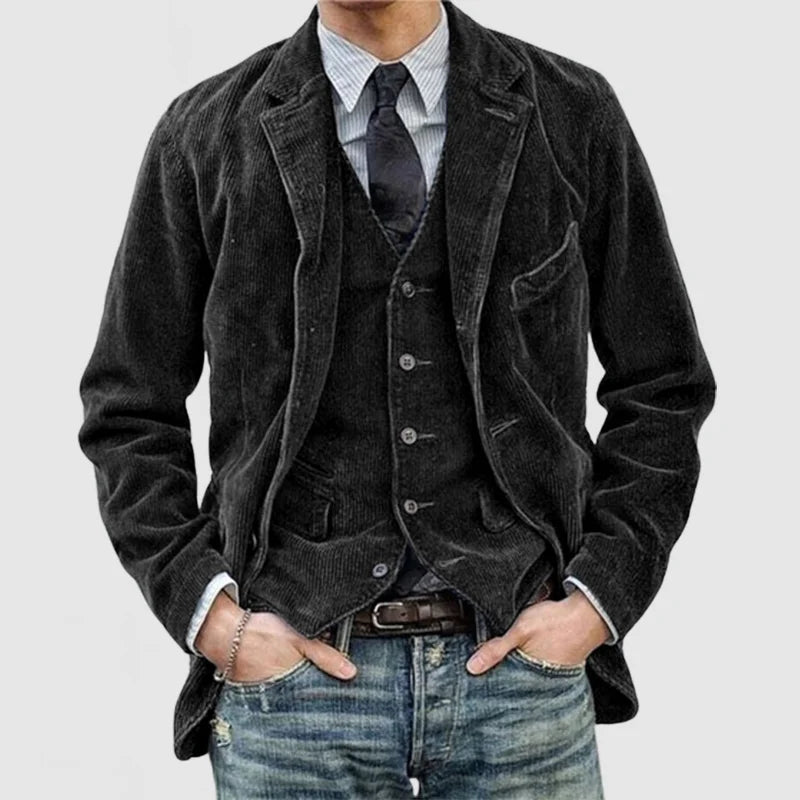 Blazer in velluto a coste da uomo James: elegante, caldo e versatile con gilet moderno