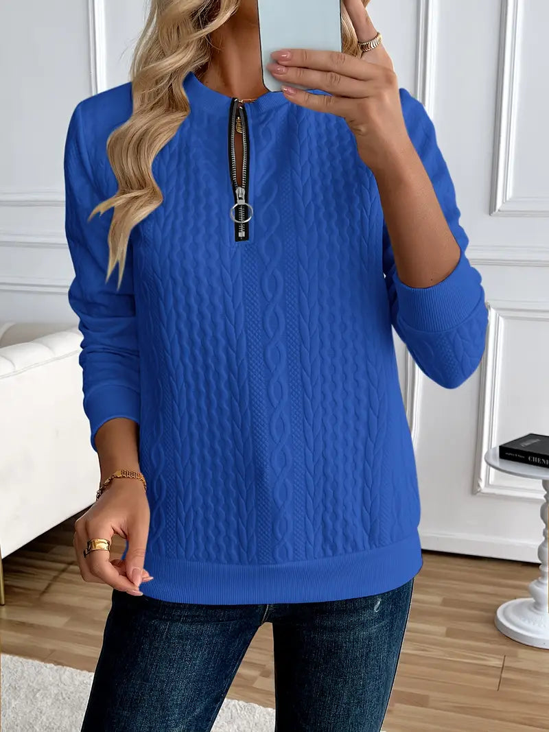 Margaux Sweat Femme Hiver – Pull Zippé Confortable en Maille avec Design Élégant