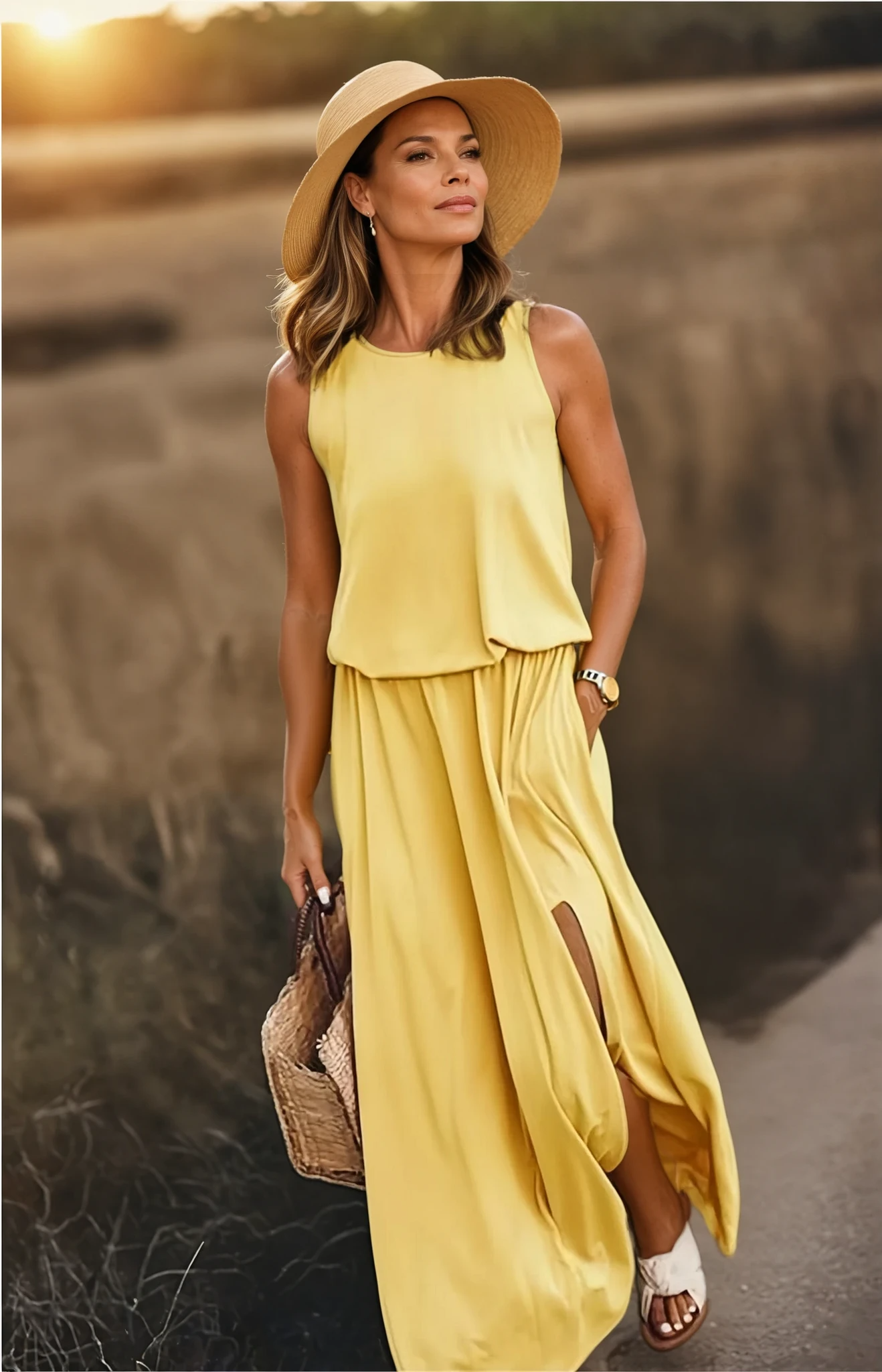 Abito lungo da donna fiorentino - Abito estivo leggero e semplice con taglio elegante e design confortevole