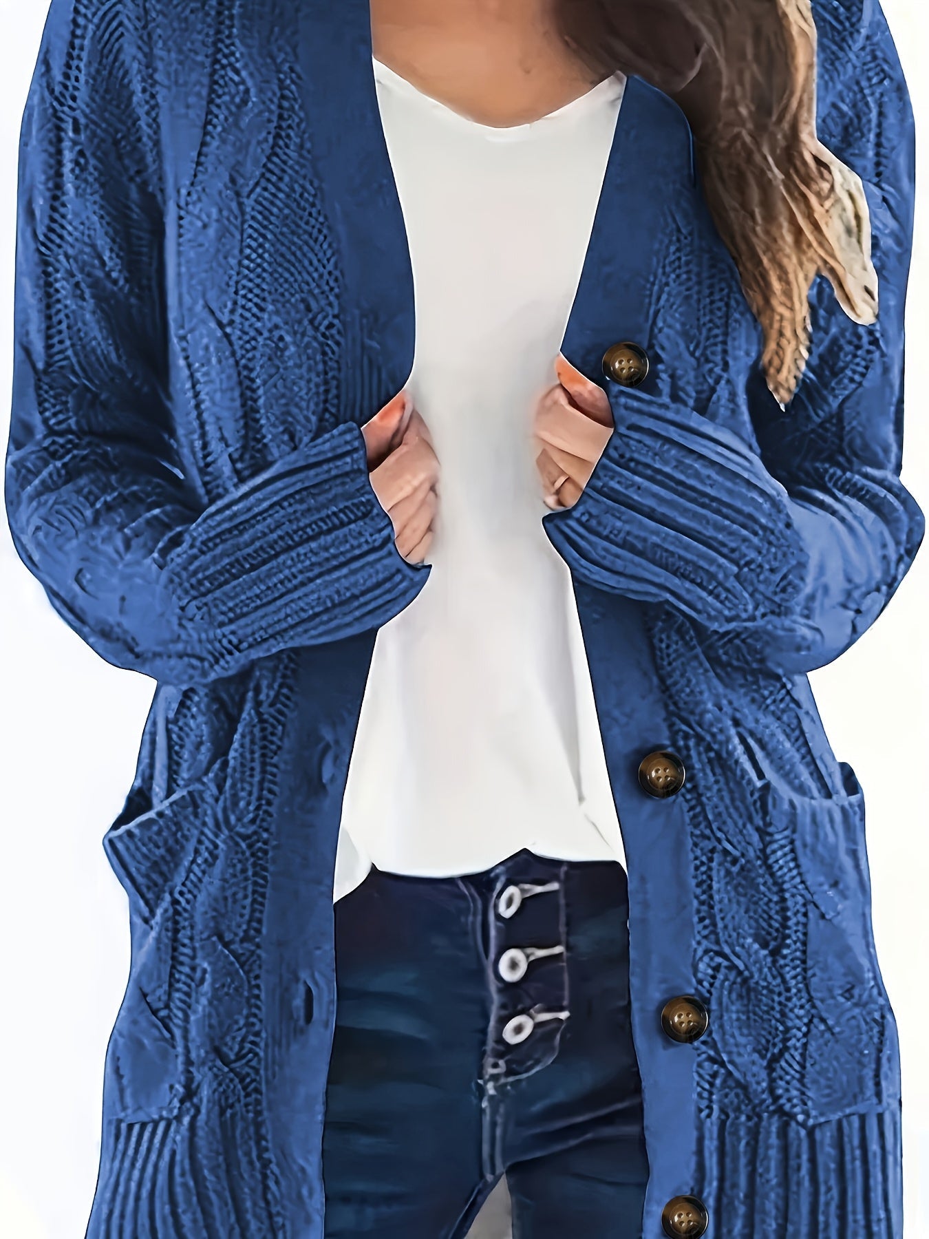 Lissy Gilet Femme – Cardigan Chaud à Maille Câble avec Boutons & Coupe Moderne Confort
