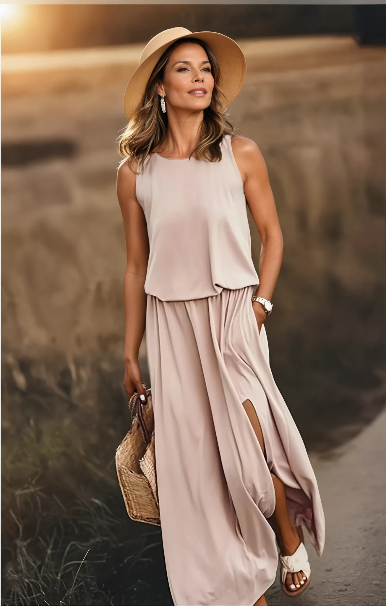 Abito lungo da donna fiorentino - Abito estivo leggero e semplice con taglio elegante e design confortevole