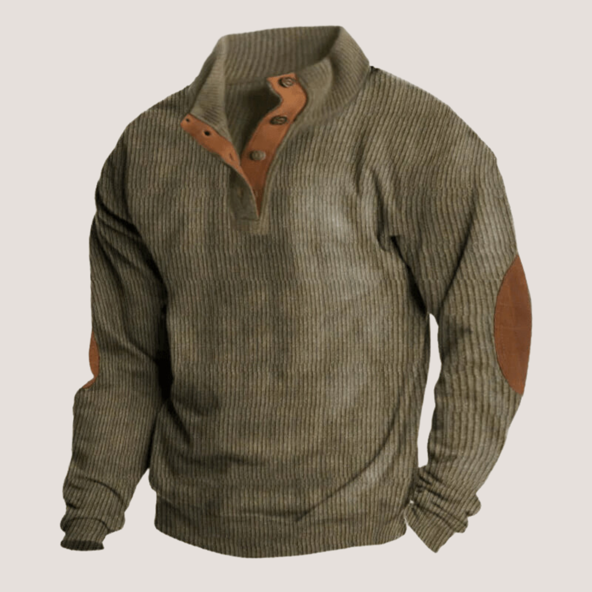 Maglione da uomo Tristan – Felpa casual in tessuto morbido con toppe in pelle scamosciata sui gomiti e collo alto