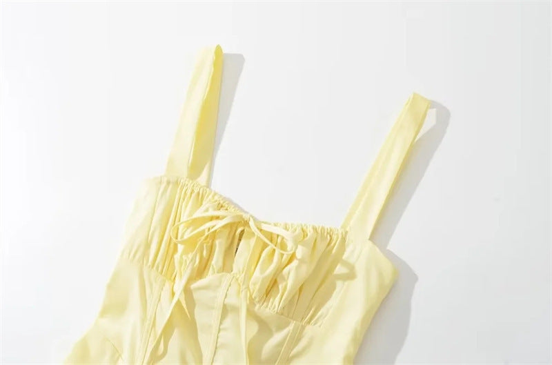 Luciana Robe Femme – Robe Française au-dessus du Genou avec Taille Haute, Coupe A-Ligne & Similicuir Vegan