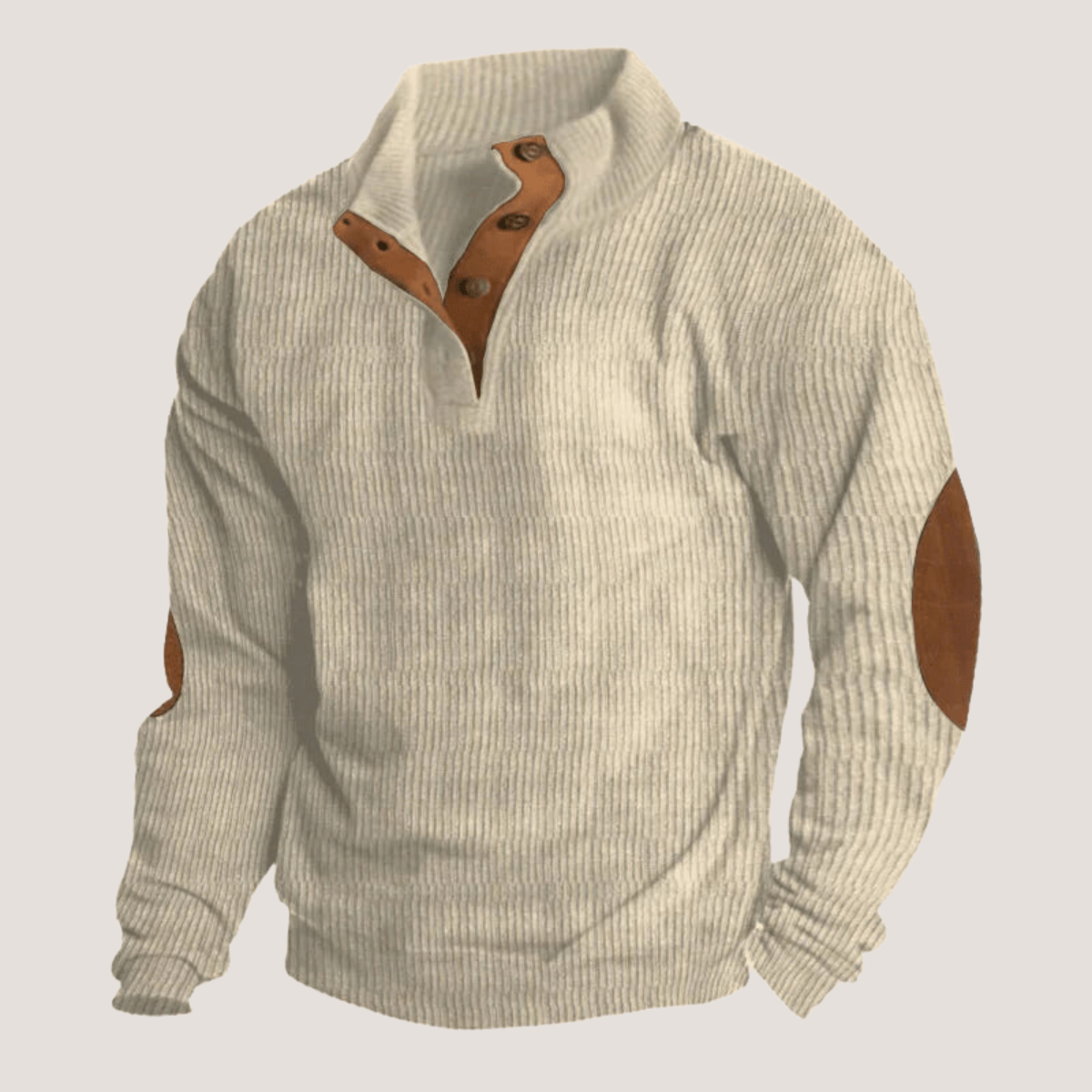 Maglione da uomo Tristan – Felpa casual in tessuto morbido con toppe in pelle scamosciata sui gomiti e collo alto