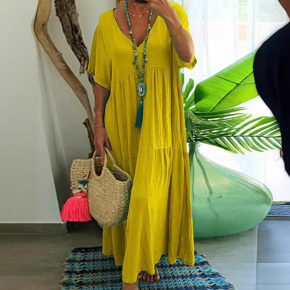 Abito lungo estivo da donna Saylor - Abito lungo bohémien ampio in stile casual per le vacanze e il tempo libero