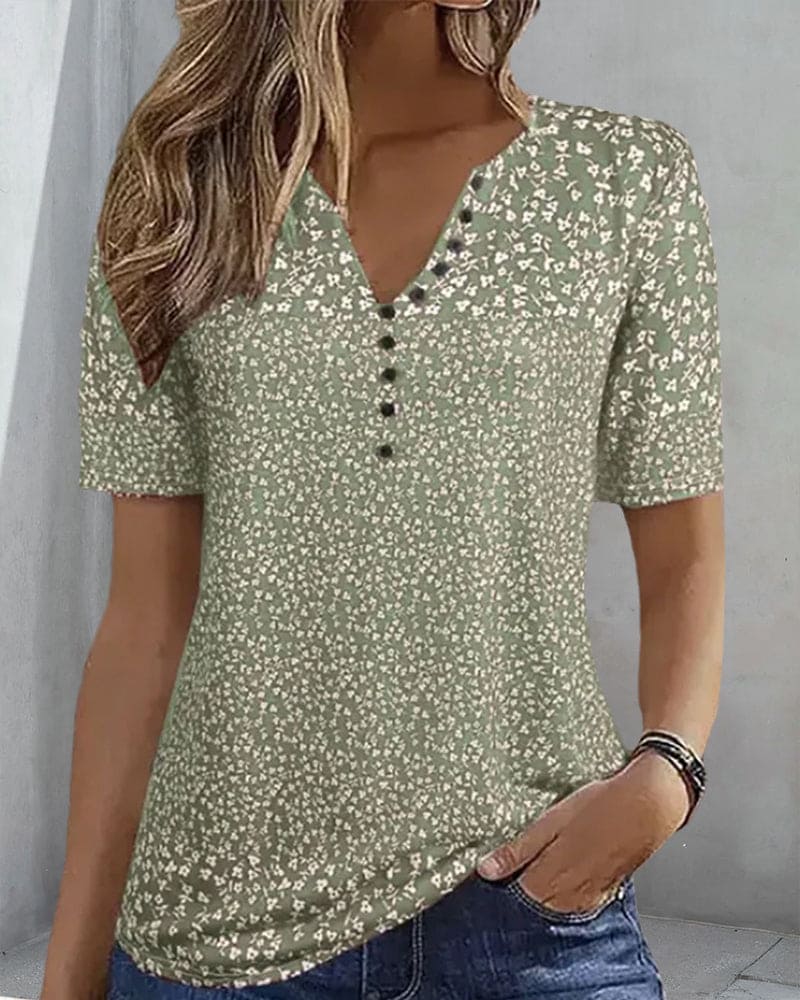 Top estivo da donna Naomi – T-shirt con stampa floreale, maniche corte e comoda vestibilità elasticizzata