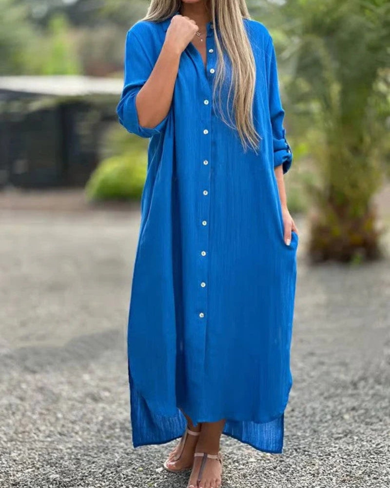 Abito camicia da donna Bianca – Morbido cotone italiano con colletto classico e vestibilità comoda