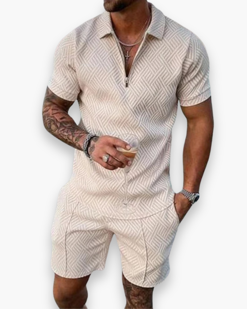 Completo da uomo Daniel - Elegante completo estivo con polo e pantaloncini leggeri