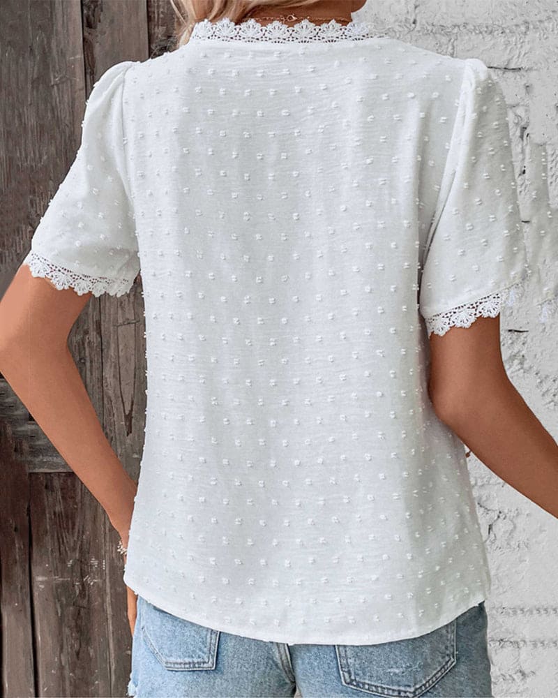 Camicetta in cotone da donna Sophie - Camicetta vintage con pizzo ed eleganti maniche a sbuffo