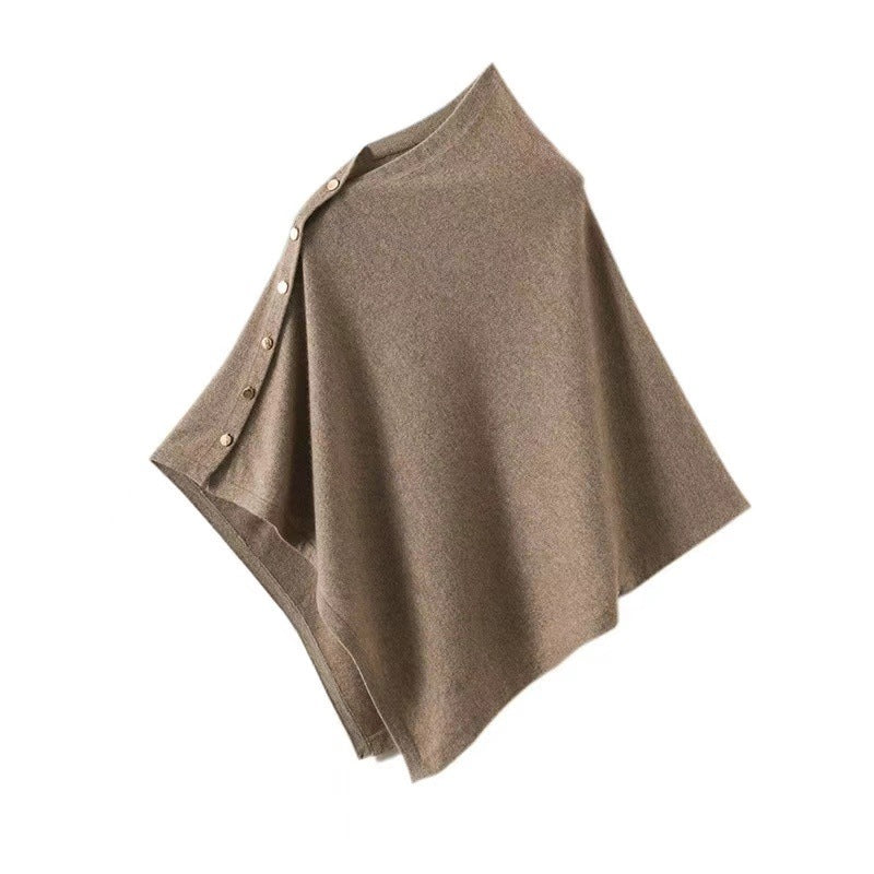 Ivora Femme Poncho – Élégant Écharpe Poncho en Tissu Doux avec Fermeture Boutonnée