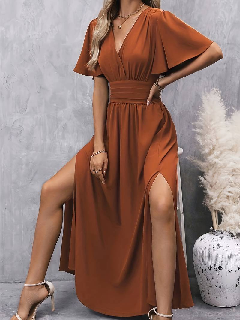 Abito elegante da donna Venice - Colletto arricciato e vita plissettata per uno stile femminile chic
