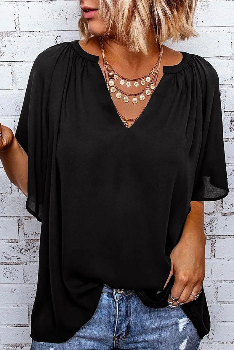 T-shirt da donna Samara – Maglia casual a maniche corte in morbida maglia, vestibilità ampia 