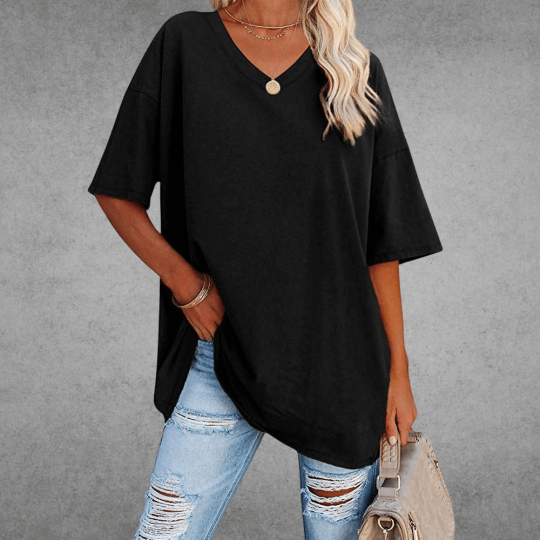 Maglietta oversize da donna Ninon - Design confortevole con scollo a V e tessuto leggero e traspirante