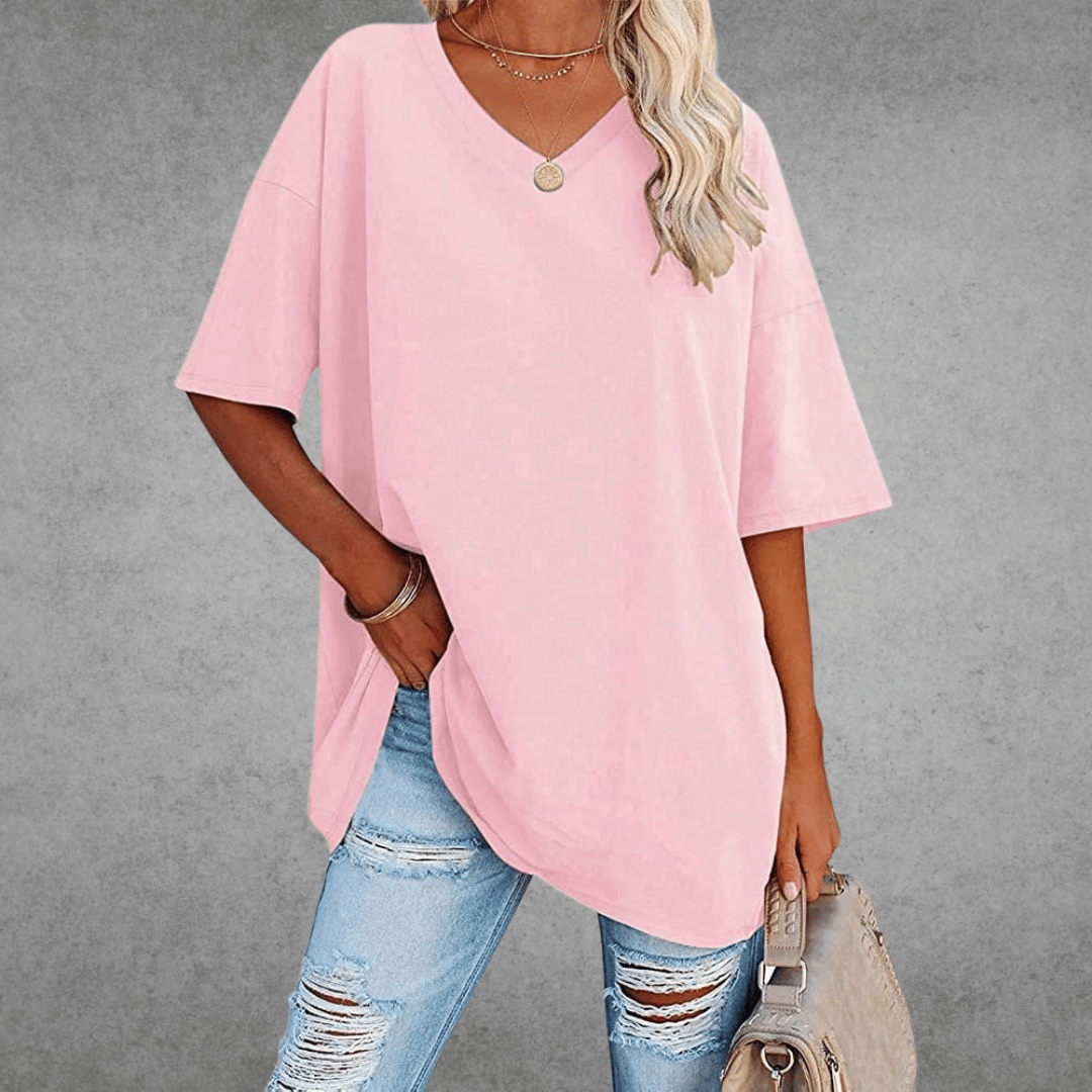 Maglietta oversize da donna Ninon - Design confortevole con scollo a V e tessuto leggero e traspirante