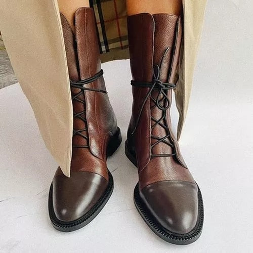 Zuriel Bottes Femme – Bottes Hautes Élégantes à Talon & Lacets en Cuir Premium