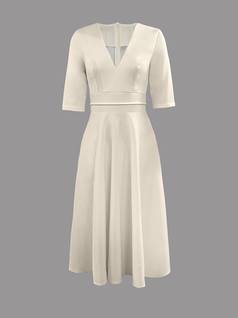 Elara Robe Femme – Robe Élégante avec Col en V, Légère & Idéale pour les Fêtes et Événements d'Été