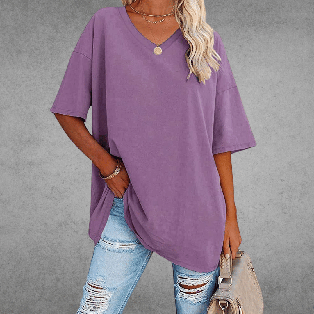 Maglietta oversize da donna Ninon - Design confortevole con scollo a V e tessuto leggero e traspirante