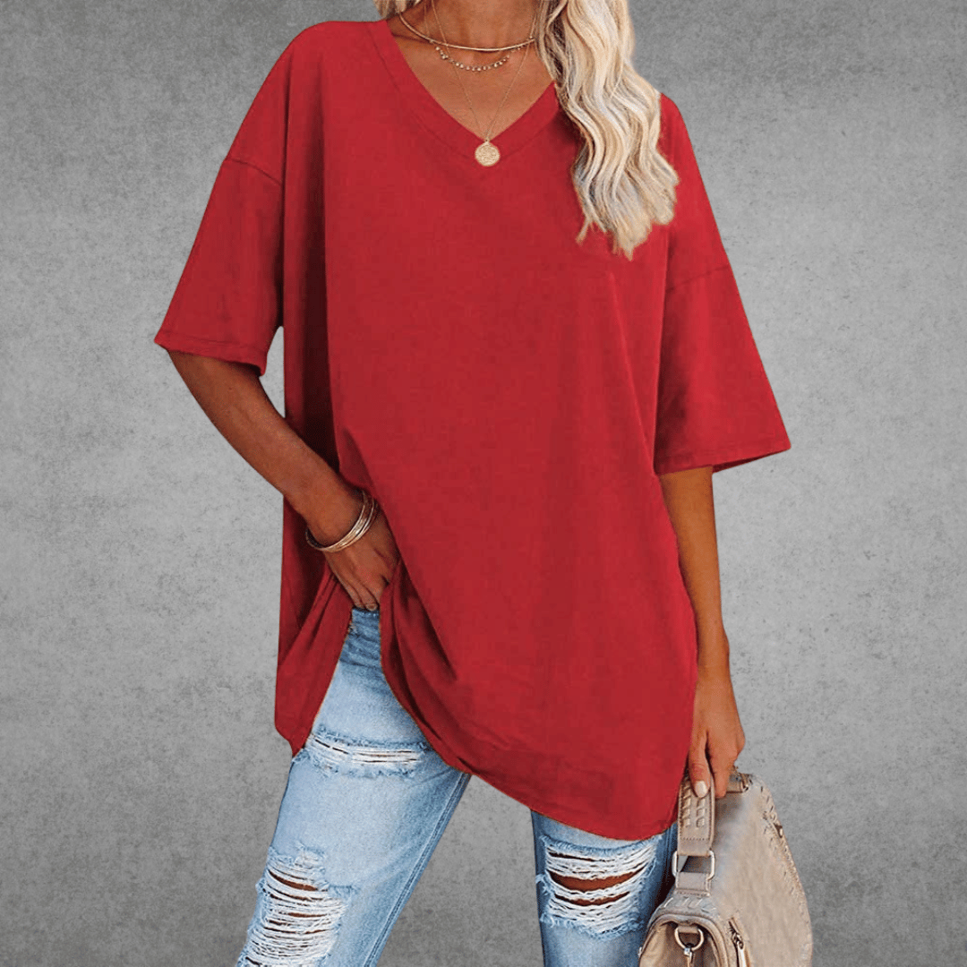 Maglietta oversize da donna Ninon - Design confortevole con scollo a V e tessuto leggero e traspirante