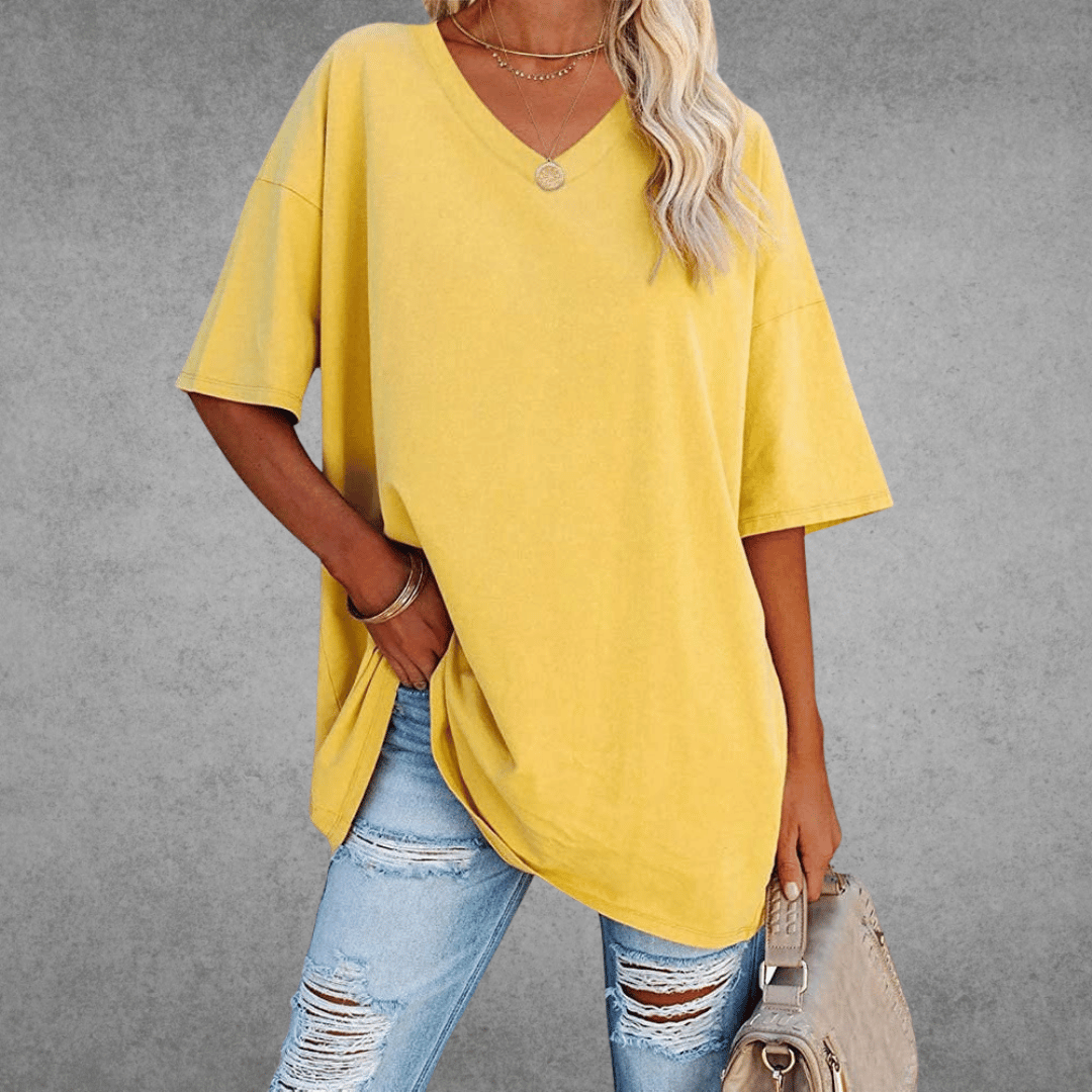 Maglietta oversize da donna Ninon - Design confortevole con scollo a V e tessuto leggero e traspirante
