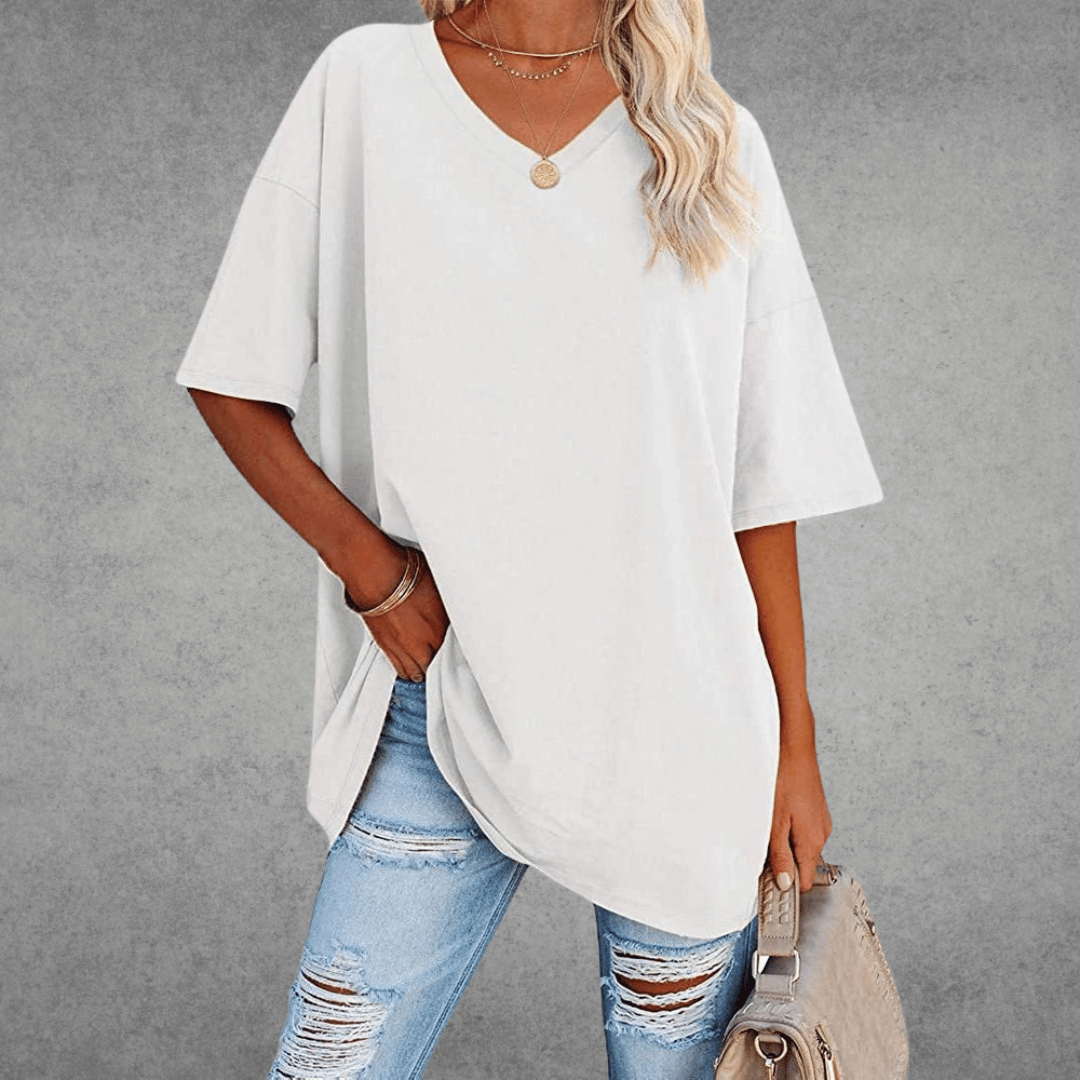Maglietta oversize da donna Ninon - Design confortevole con scollo a V e tessuto leggero e traspirante