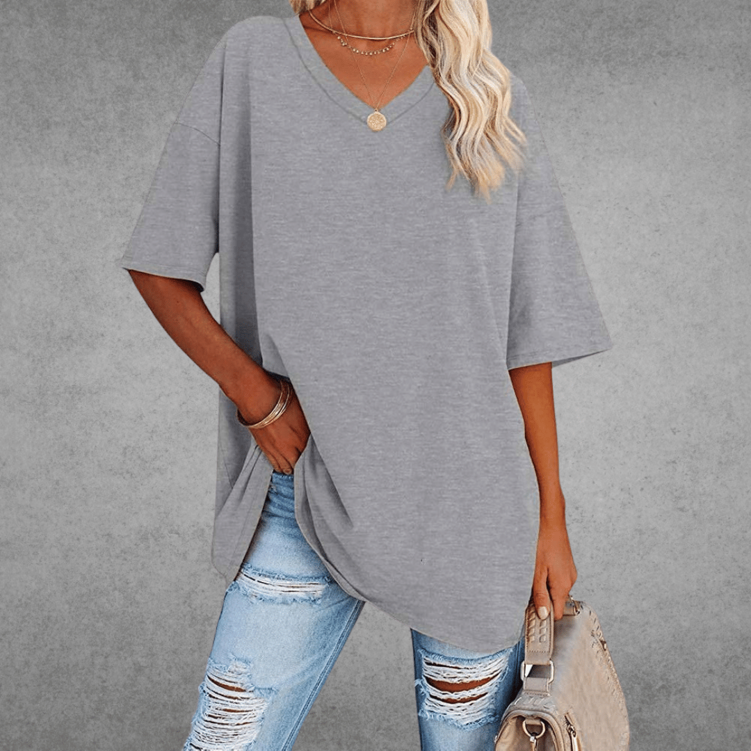 Maglietta oversize da donna Ninon - Design confortevole con scollo a V e tessuto leggero e traspirante